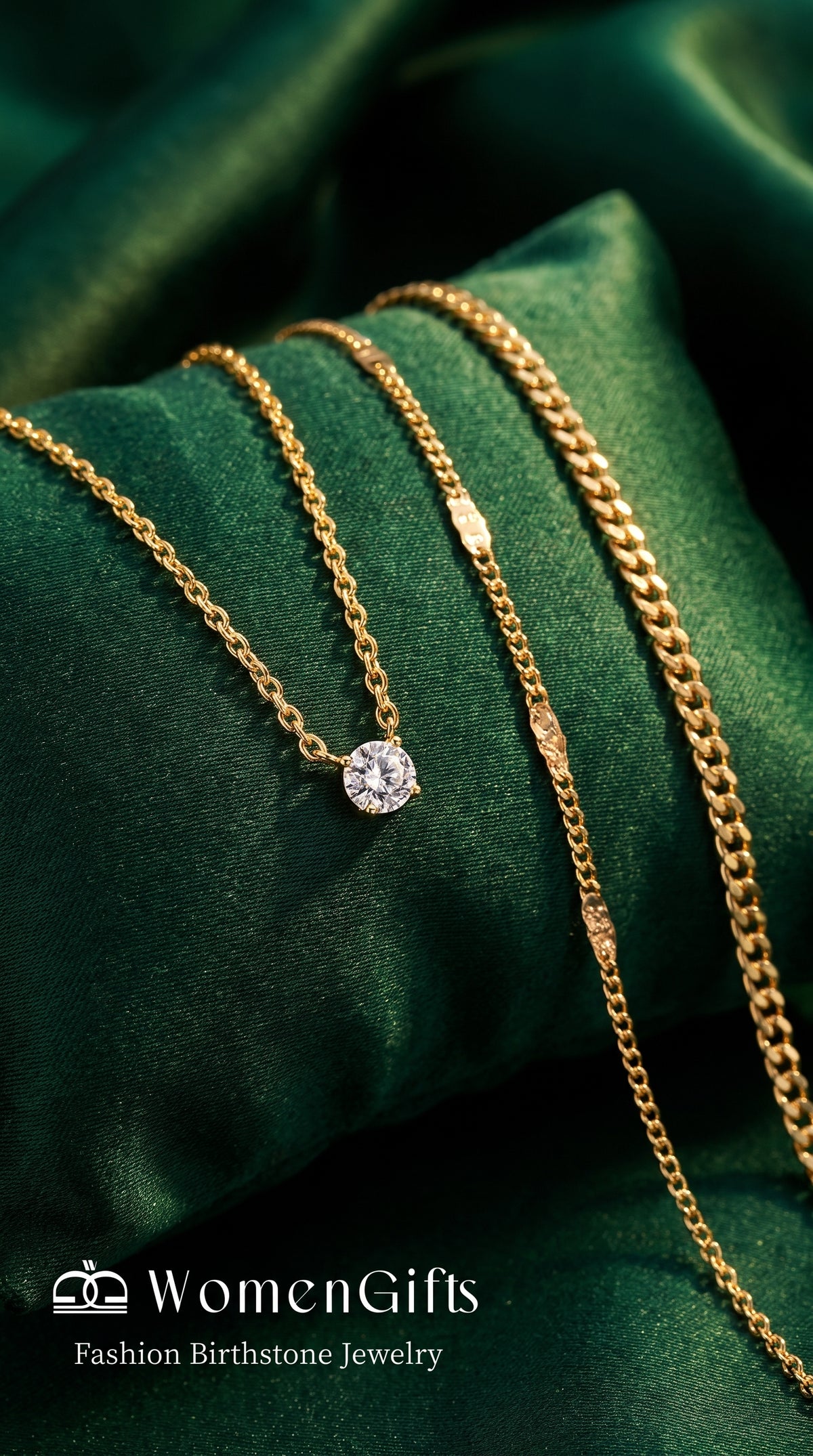 14K Gold Plated Layered Necklace Set for Women – Dainty Pendant & Cuban Chain Stackable Gold Choker